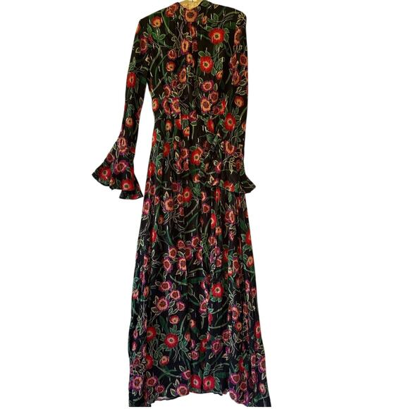 Revolve Kora Backless Black Floral Maxi Dress-Size XS Open Back Long Sleeve - Picture 2 of 9